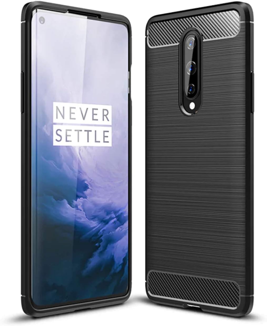 Microcase OnePlus 8 Brushed Carbon Fiber Silicone Case-Black