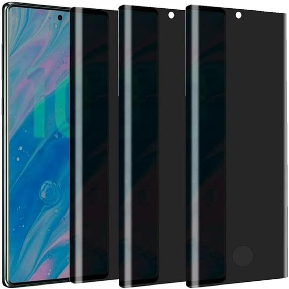 プライバシースクリーンプロテクター Samsung Galaxy Note 10 Plus用 硬度9H 傷防止 覗き見防止 強化ガラス フィルム Samsung Galaxy Note 10 Plus用 指紋ロック解除対応