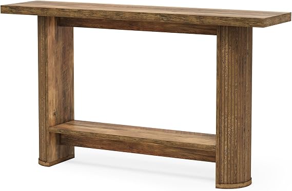 Tribesigns Console Table, 2-Tier Narrow Sofa Table for Hallway, 55-Inch Wooden Entryway Table Behind the Couch for Living Room, Entrance, Easy Assembly, Rustic Brown