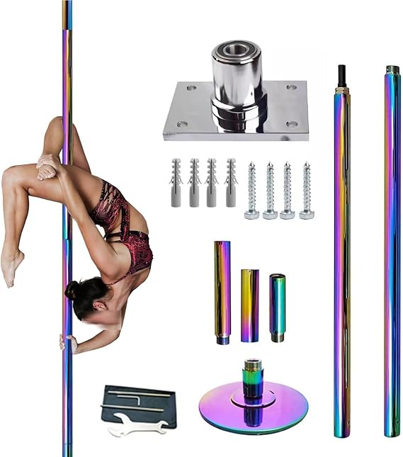 Adjustable Height Removable Dance Pole with Spinning and Static Modes for Home and Club Use