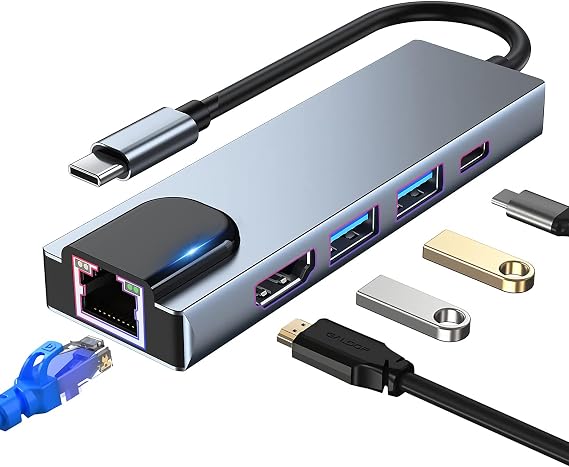 USB C HUB 5 in 1 Docking Station Compatible with MacBook Pro