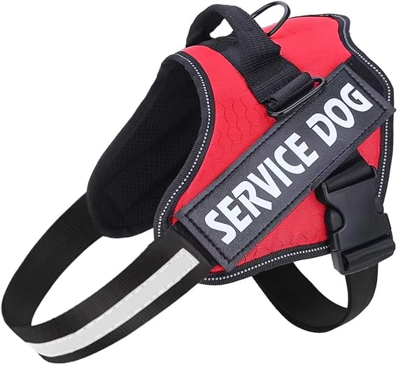 Soft No Pull Dog Harness X Small, Adjustable Assistance Service Dog Vest with Safety Buckle, Reflective Breathable Outdoor Training Dog Harness（Red）