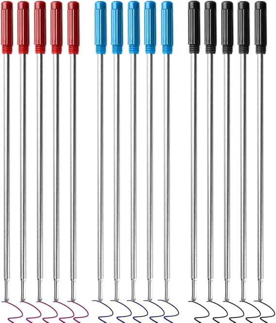 15 Pack Ink Pen Refills for Cross Ballpoint Pens,Medium Ballpoint Pen Refill Black Blue Red Five Each, Smooth Writing Replaceable Ink Refill Compatible with Cross Ballpoint Pens(4.56in)