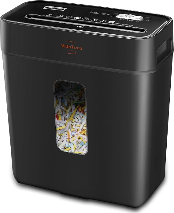 Vidateco 6 Sheet Cross Cut Paper Shredder for Home Office