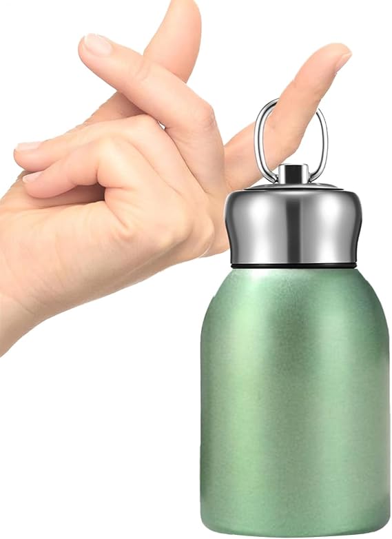 Mini Flask, Small Stainless Steel Insulated Water Bottles, Double Wall Vacuum Insulation for Hot&Cold Drinks, with Carry Handle, for School Travel Camping Outdoor