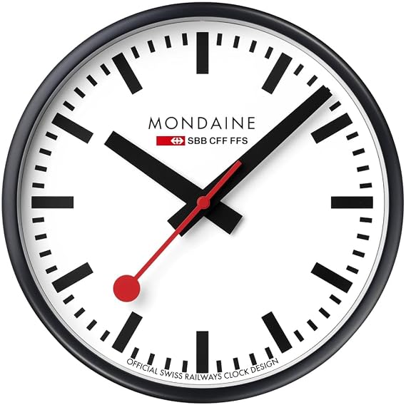 Mondaine Wall Clock A990.CLOCK.12SBB, 25 cm, Black