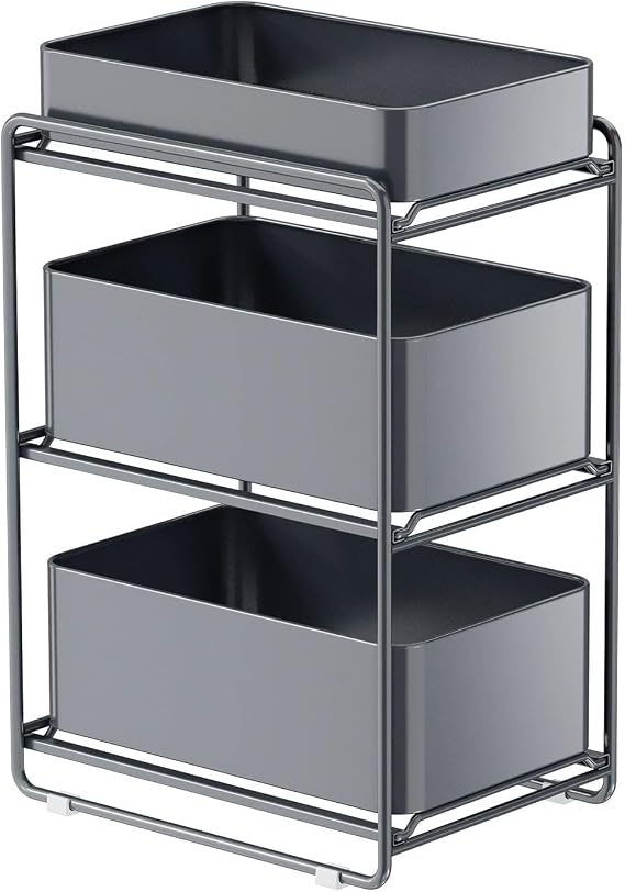 3 Tier Multi-Purpose Pull-Out Storage Organizers, Under Sink/Cabinet Organizers and Storage for Bathroom & Kitchen