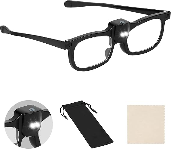 Magnifying Glasses with Light, Magnifier Spectacles 300% Magnification Hands Free Lighted Magnifying Glass for Reading, Sewing, Close Work, Jewellers, Arts, Crafts and Hobbies