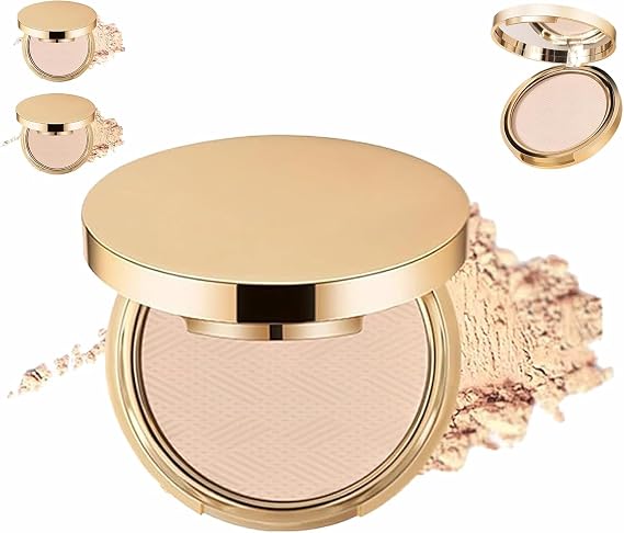 Waterproof Setting Matte Powder Compact, Matte Oil Control Flawless Foundation Powder, Long Lasting Full Coverage Face Concealer, Controls Shine, Smooth Fine Lines, For All Skins (Nature)