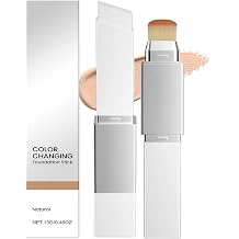 2 in 1 Colour Changing Foundation for Mature Skin, White Color Foundation with Brush, Full Coverage Smooth Formula for All Skin Types, Concealer & Even Skin Makeup, 03Natural