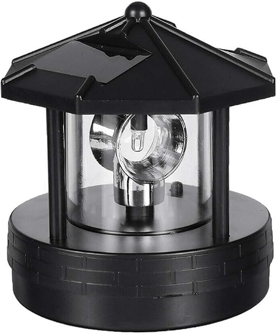 Solar Beacon Light, Waterproof LED Garden Lighthouse 360 Rotating for Outdoor Garden Yard Lawn Patio