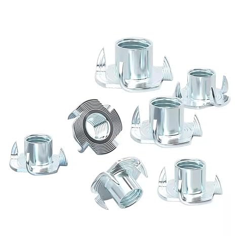 20 Pcs M4x8mm T Nuts for Wood Four Prong Tee Nuts Threaded Inserts