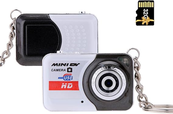 Andoer X6 Mini - Compact Keychain Camera with 32GB TF Card, Kids' Video Camera, Grey