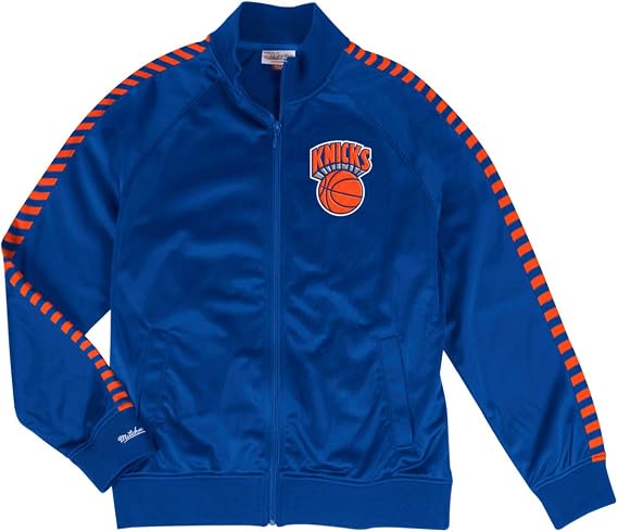 Mitchell & Ness New York Knicks Track Jacket Taped Blue Mens Top TRJKDA18017 NYKROY1