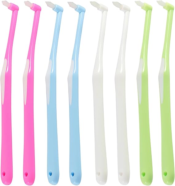 8pcs Interspace Toothbrush, Soft Single Tufted Toothbrush with Cover