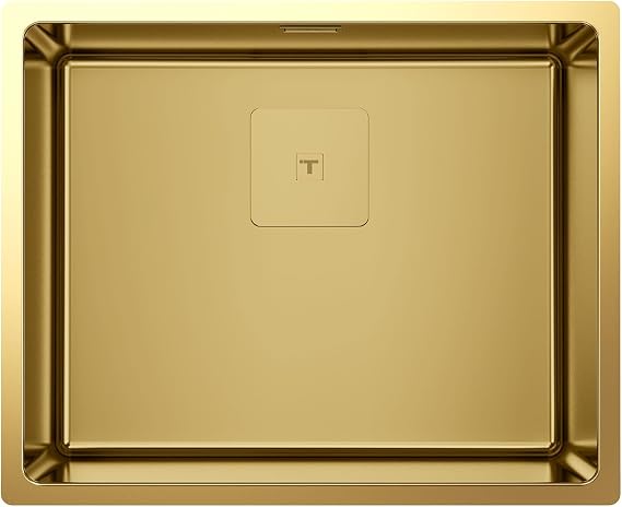 TEKA | Lavabo Flexlinea | Premium Softtextur Finish | 1 lavabo | altın kaplamalı paslanmaz çelik | 44 x 54 x 20 cm