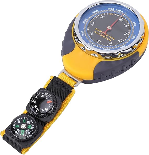 4 in 1 Altimeter Barometer Thermometer Compass Portable Design 0-5000m Altitude Range for Hiking Camping Mountaineering Aviation