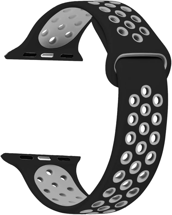 Microsonic Apple Watch Series 3 38mm iÃ§in Kordon Rainbow Band Gri YeÅil [Watch Series 3 38mm ile Uyumlu Kordon - Gri YeÅil]