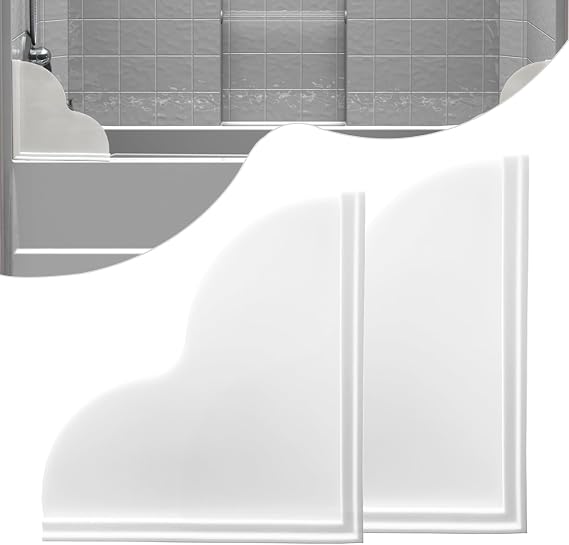 Shower Splash Guards, 2pcs Bathtub Corner Splash Guards Prevent Water Splashing Bathroom Accessories with Self-Adhesive Suitable for Showers, Bath tubs, Kitchen Sinks(7.87"x7.87")