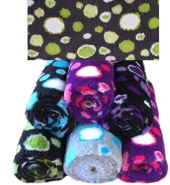CIRCLES - NON SLIP - DOG BED - WHELPING FLEECE - Rubber Backed Vet Bed Roll/Pieces - Choice Of Colours And Sizes (100cm x 75cm, Black with Green Circles)