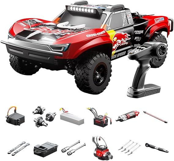 X Flash 1/10 Scale Large High-Speed Short Course Truck Off-Road RC Car, 2.4G 4WD 85KM/H RC Drift Car with Oil-Filled Shocks, Waterproof ESC & PVC Body, All-Terrain Rock Crawler for Adults