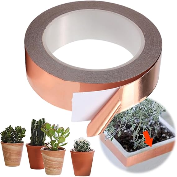 Copper Tape Slug Repellent, Copper Foil Tape, Snail Protection Copper Tape Against Snails Self-Adhesive Tape, Slug Deterrent Barrier Tape for Slug Repellent and Electrical Repairs (30mm × 20m)