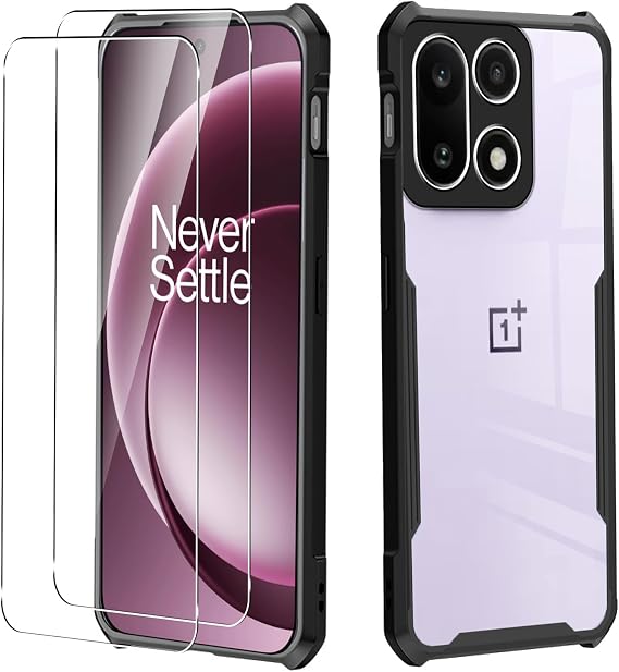 KZIOACSH Case for Oneplus 15 with 2 Tempered Glass Screen Protector, Lightweight Ultra Clear Non-Yellowing Shockproof Anti-Scratch TPU Bumper+Hard Acrylic Protective Cover Shell for Oneplus 15