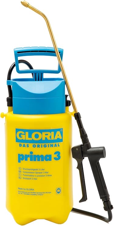 GLORIA Drucksprühgerät prima 3 3 Liter Gartenspritze & Pumpsprühflasche Kompakte Sprühflasche für Pflanzenschutz & Unkrautvernichter Drucksprüher für kleinen Garten Terrasse & Balkon