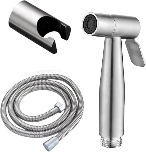 3 Pcs Handheld Bidet Attachment for Toilet UK Set - Premium Bidet Sprayer, Stainless Steel Handheld Douche Sprayer with 1.5M Hose and Valve Adapter, Hygienic & Eco-Friendly Douche Spray Solution