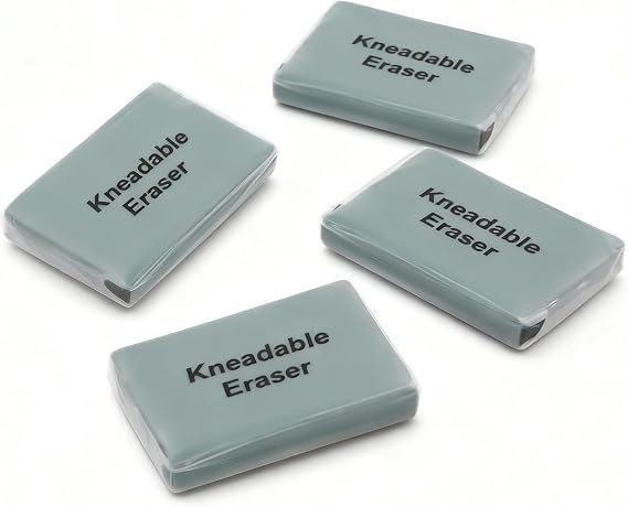Kneadable Erasers, Soft Kneaded Art Eraser Artists Putty Rubbers to Create, Erase or Lighten Highlights for Pencil Drawing, Chalk Artwork, Pastel, Charcoal(4 Pcs)