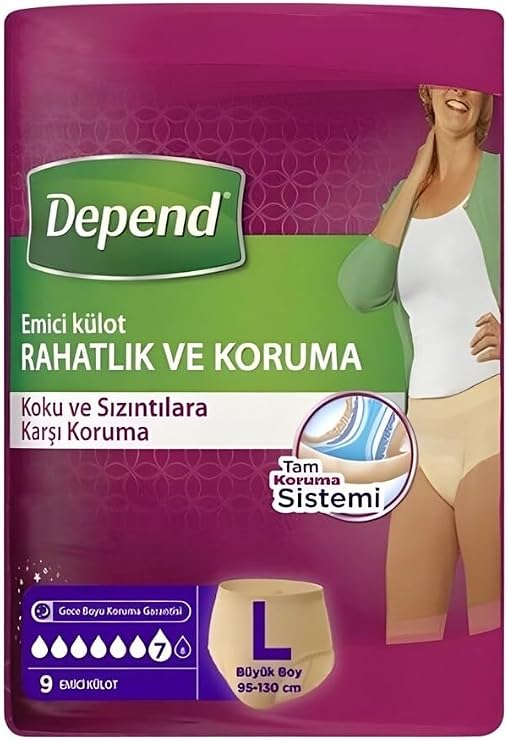 Depend Emici Külot Kadın Büyük Large 9+9 Avantaj Paket Kzmprt