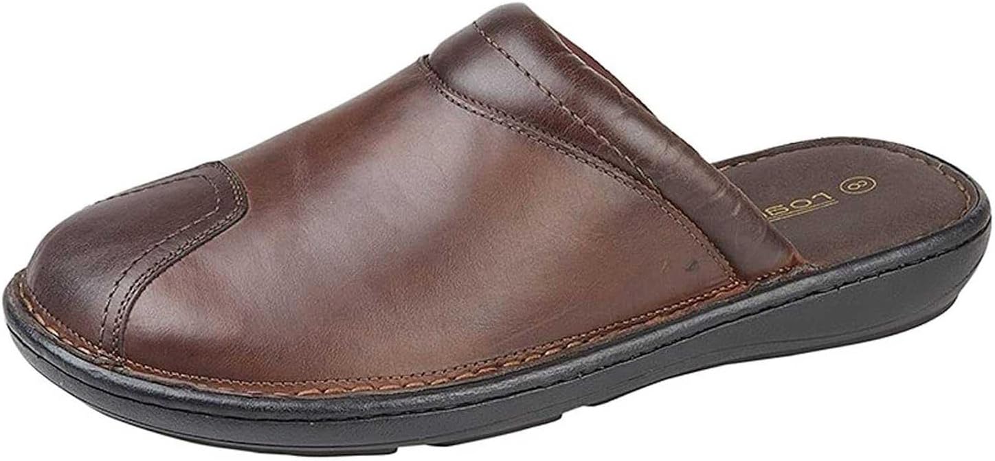 Roamers M024 Men's Leather Clog Mule Slippers Shoes with Padded Lining and PU Sole