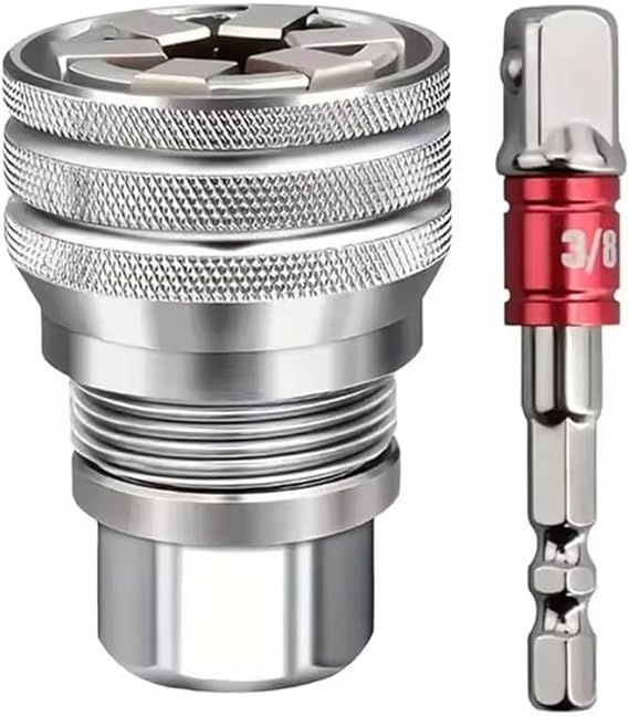 Multi-Function Universal Socket Wrench Tool - Universal Maintenance Tool, Adjustable Universal Socket Wrench, Universal Socket Tool for 3/8" Drive Ratchet Torque Wrench & Power Drill (Silver)