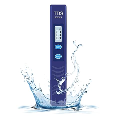 TDS Meter, Digital Water Quality Tester with Automatic Temperature Compensation (ATC), 0-9990 ppm Range, for Drinking Water, Tap Water, Aquariums, Water Filters (Blue)