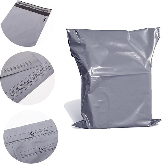 17 X 22 inch (10 Pack) Recycled Strong Grey Mailing Poly Postal Self Seal Bags Large to Small Mailing Bags Postage Packaging Assorted Mailers Posting Shipping Post Parcels Package Bags Various Sizes