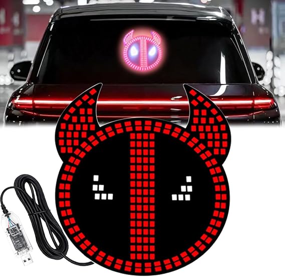 Led Devil Eyes Light for Cars,Devil's Expression Car Light,LED Demon Eye Lights Front Back Windshield,Devil Eyes Light for Windshield,Devil Eyes Led Lights for Car Back window (Red)