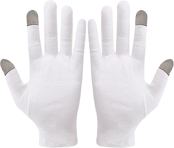 Touchscreen Gloves - 100% Cotton + Silver Fiber Two-Finger Conductive Glove | Lightweight Driving & Cycling Glove, Soft Stretchable Touchscreen Texting Gloves For Men Women Outdoor Sports