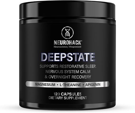 Deepstate Triple Magnesium Glycinate Complex 3-in-1, Bisglycinate, Malate, Taurate, 320mg Elemental, High Strength Sleep Supplement, 120 Capsules