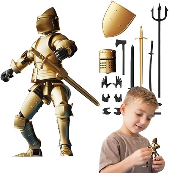 Action Figure, Medieval Action Figure Toy, Medieval Knight, 3D Model Doll, Figure Doll, Movable Model, Fully Articulated Robot, 3D Dummy Doll, With Weapon, Toy, Whole Body Robot, Articulated Robot