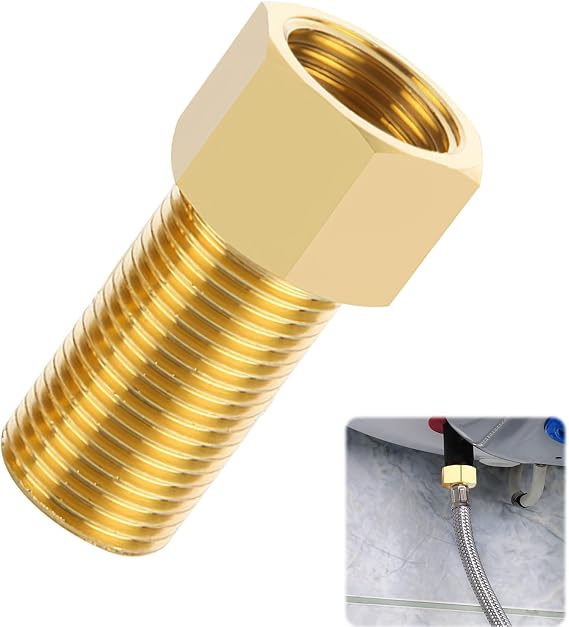 tinshow Brass 20mm Pipe Adapter 1/2 Pt Male to 1/2 Pt Female Thread Brass Nipple Hex Bushing Adapter Extension Corrosion Resistant Fitting for Connect Pipes