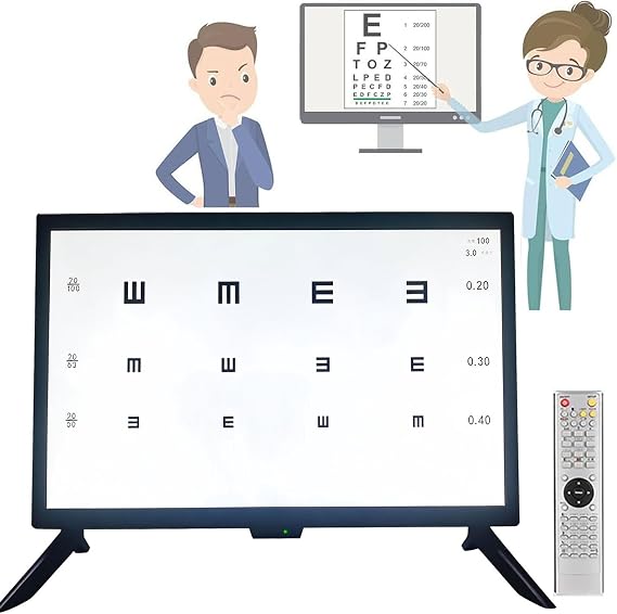 QITUJOUR Digital Vision Chart, 18.5/21.5/23 Inch Visual Acuity Chart Digital, Digi-tal Visual Acuity Eye Chart for Optometry, Test 300+ Vis-ual Targets, 1-6m Distance Adjustable, for Eye Exams(23in)