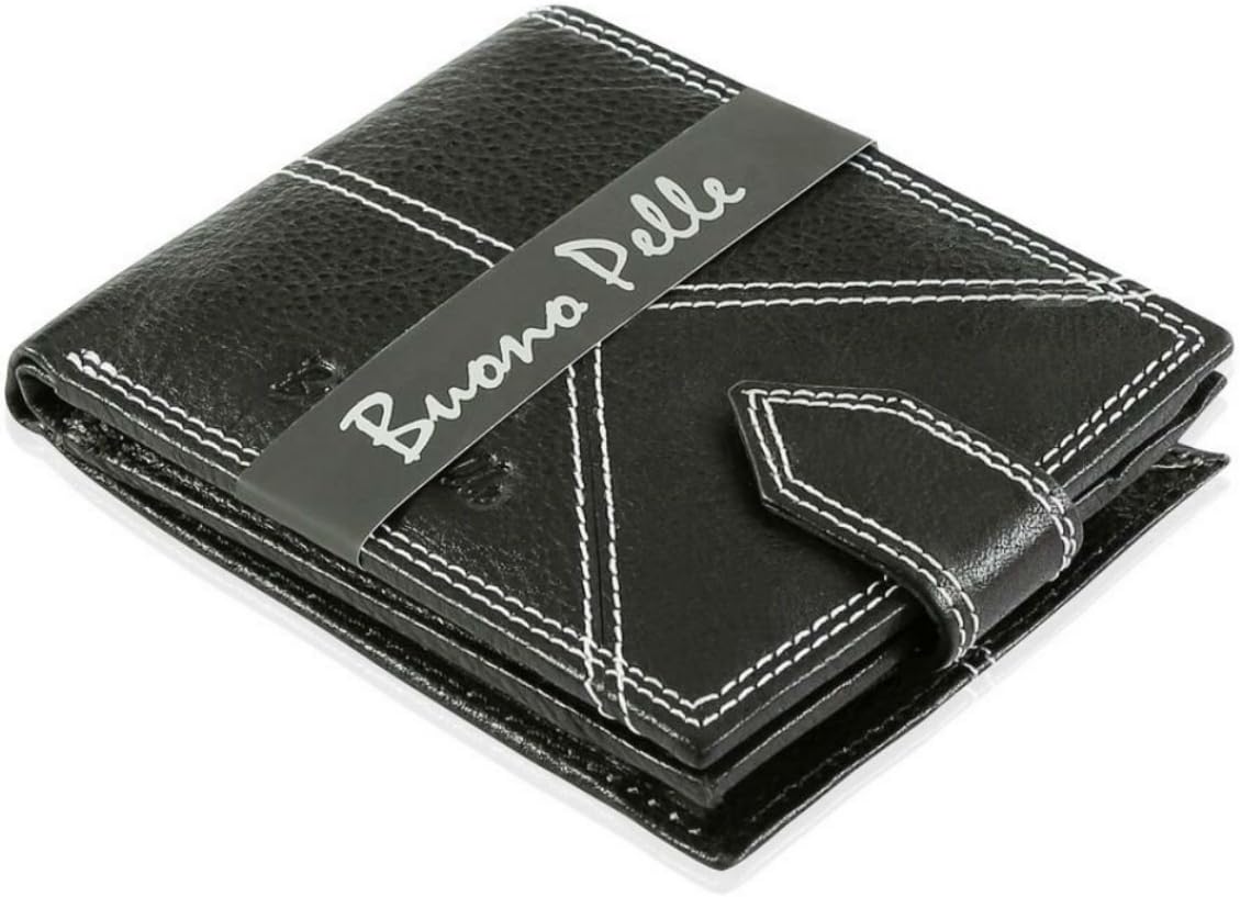 Wallets Mens Slim RFID Blocking Genuine Leather with Zip Coin Pocket, Banknote Compartments, Card Holders Pouch ID Window. Wallet for Men with Gift Box