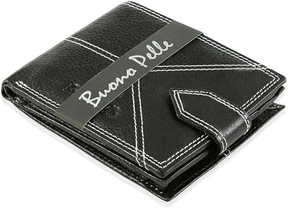 Wallets Mens Slim RFID Blocking Genuine Leather with Zip Coin Pocket, Banknote Compartments, Card Holders Pouch ID Window. Wallet for Men with Gift Box
