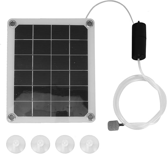 20W Solar Air Pump for Fish Pond, Solar Pond Aerator with Air Hose and Air Bubble Stone, Solar Powered Oxygenator Aerator for Garden Fish Tank Outdoor Pool Pond Aquarium