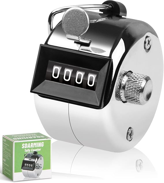 Hand Counter Metal Counter Clicker Counter 4-Digit Counter for People Counter Golf Row Counter Knitting.