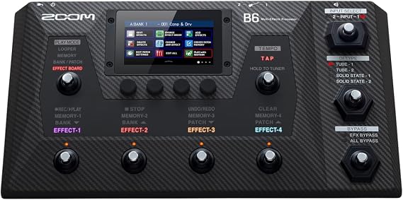 ZOOM B6 Bass Multi-Effects Pedal, Pedalboard with 9 footswitches, touchscreen, DI boxes & looper for studio & stage, UK-Version