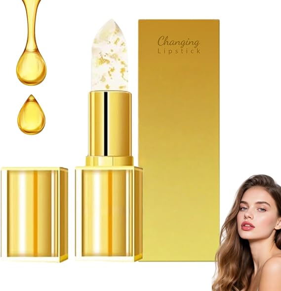 Colour Changing Lipstick,PH Adjusting Lip Stick with Gold Foil,Temperature Sensitive Lipsticks,24H Moisturising Glossy Finish Lip Balm,Long Lasting Moisturising Gloss,Smooth Texture Makeup Gift