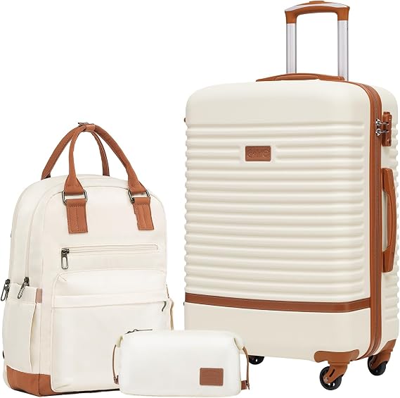 COOLIFE 3 Piece Suitcase Set, 20" Small Suitcase for Short Trips