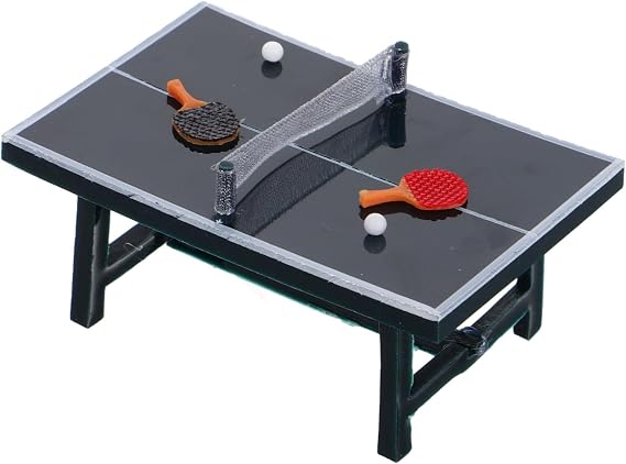 Resin Mini Table Tennis Set Pong with Paddles Net for Dollhouse Decor