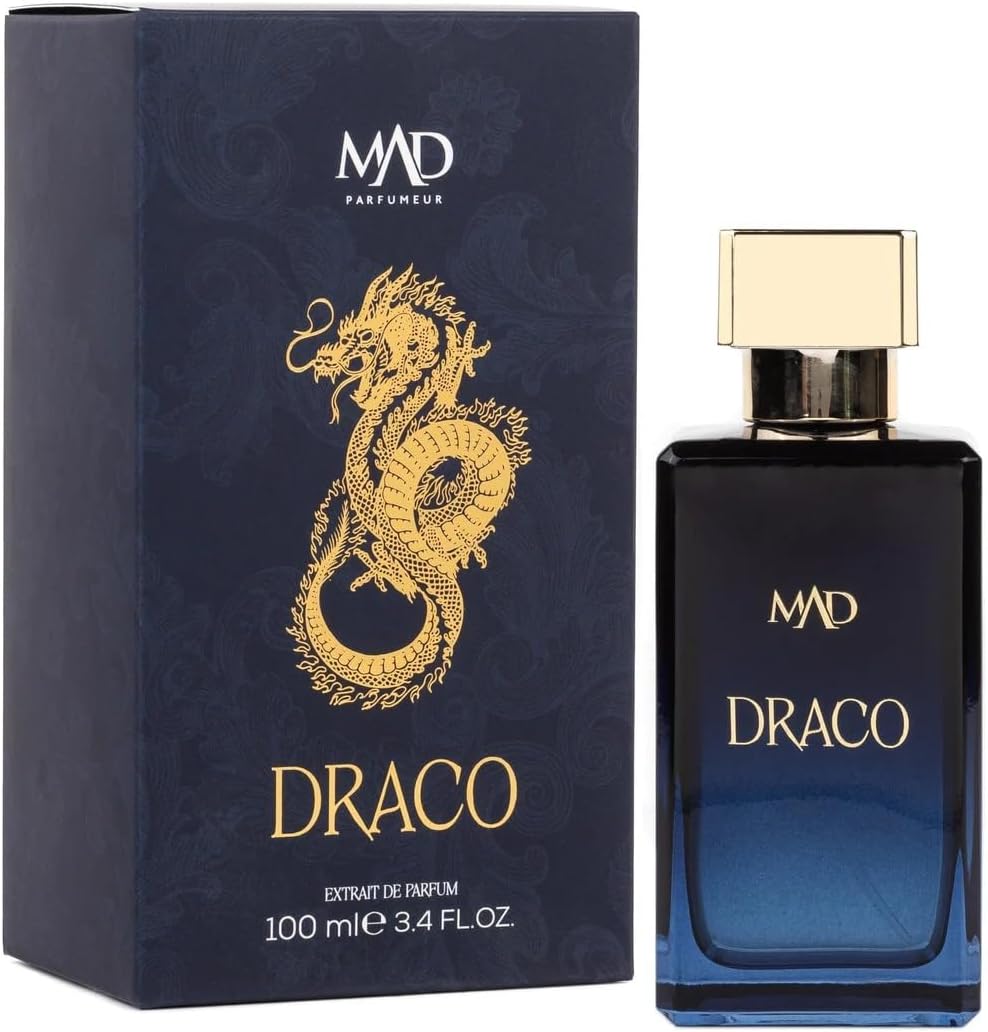 MAD Perfume, Draco Extrait de Parfum 100 ml Unisex Perfume – Spacious, Floral and Mysterious with Lemon, Rose and Amber